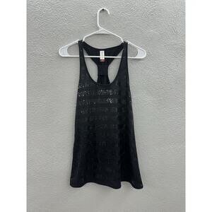 No Boundaries Womens Tank Top Size Medium Black Sequin Striped Racerback